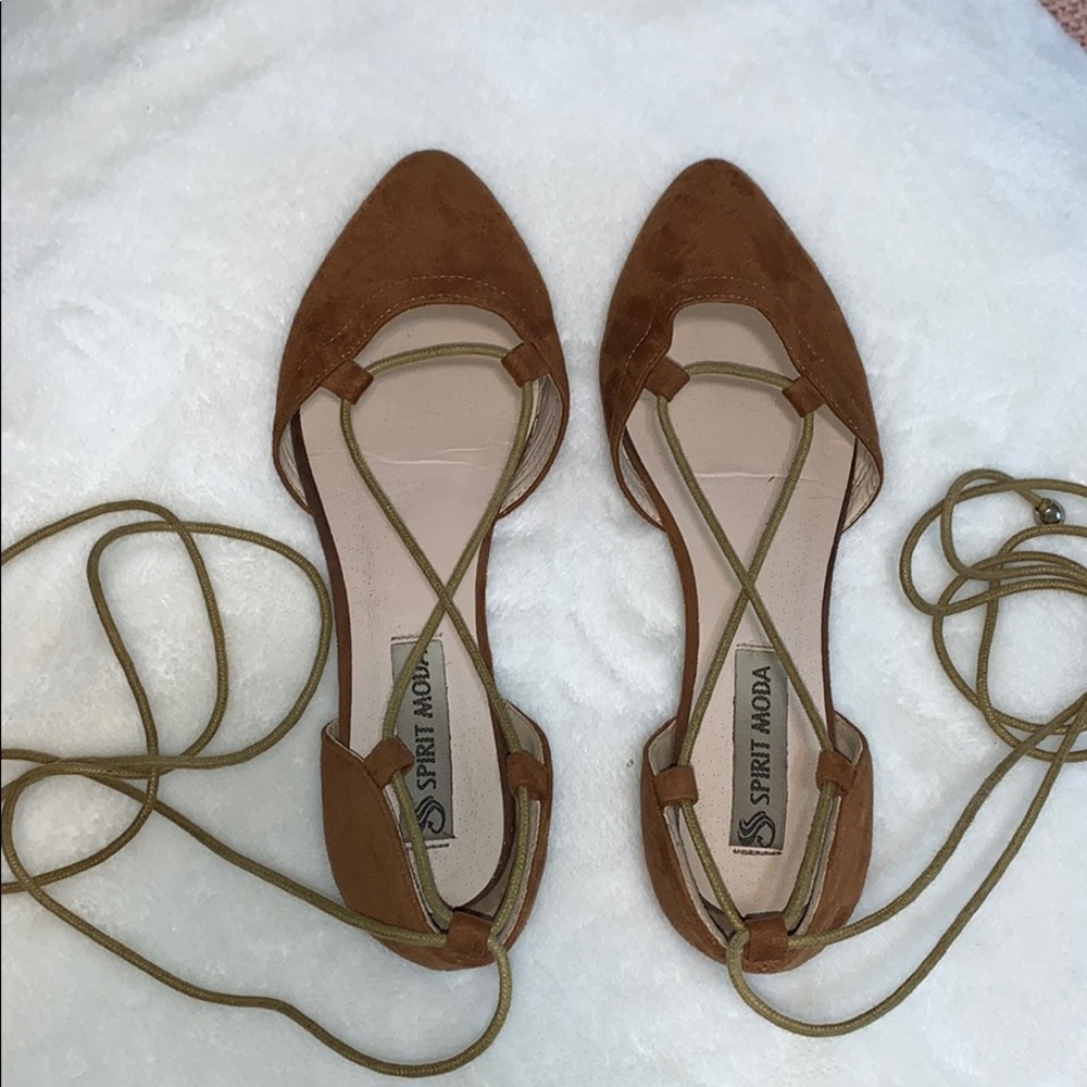 Strappy lace up flats